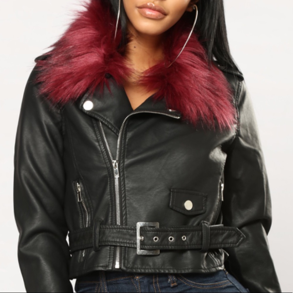 Fashion Nova motorcycle vegan leather jacket